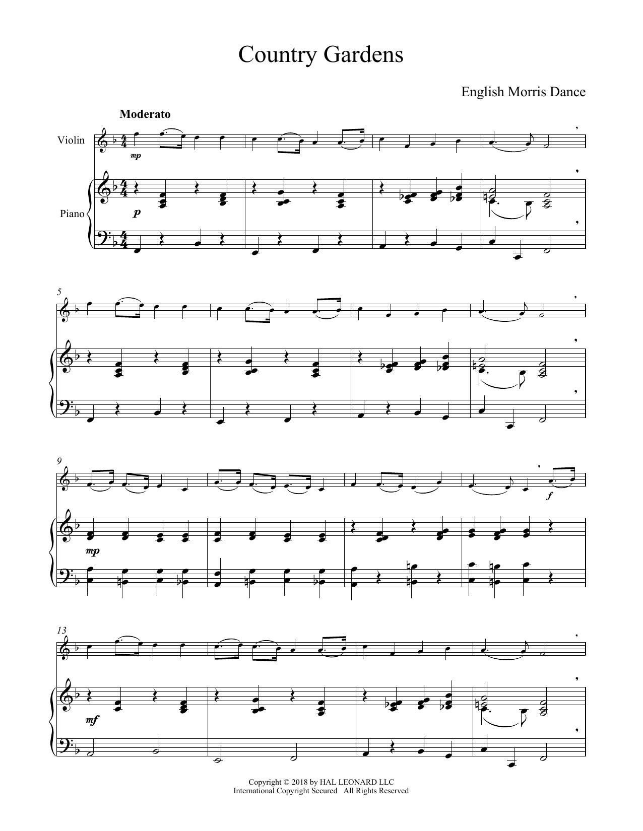 Traditional Country Gardens Chords Sheet Music Notes Download