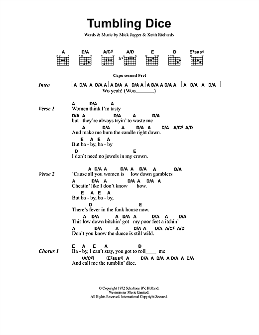 The Rolling Stones Tumbling Dice Sheet Music Download Pdf Score