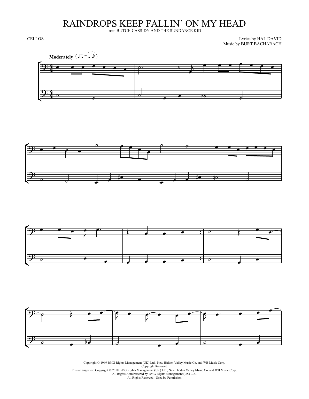 B J Thomas Raindrops Keep Fallin On My Head Chords Sheet Music Notes Download Pop Vcldt Pdf Print