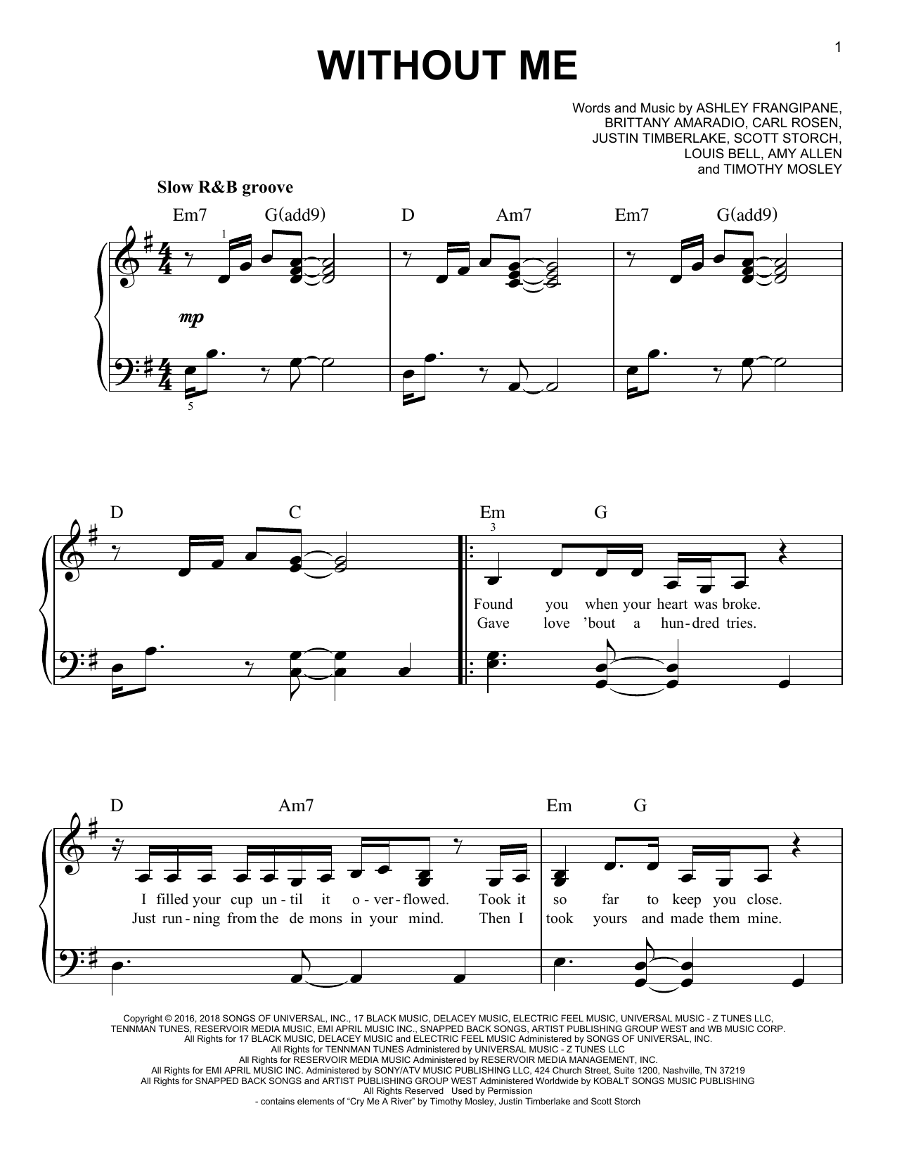 Halsey Without Me Chords Sheet Music Notes Download Pop Easy