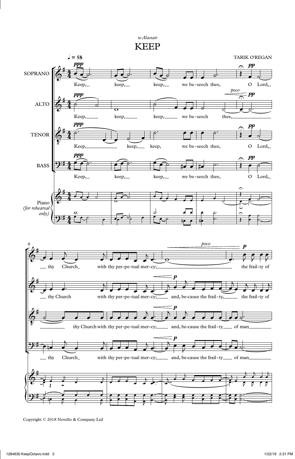Preview Tarik O'Regan Keep Concert sheet music, notes and chords for SATB Choir, SKU: 410499 sheet music, piano notes, chords, guitar tabs, score, transpose, transcribe, how to play, guide, download, learn, tutorial, progression, song, artist, awards, billboard, mtv, vh1, tour, single, album, release
