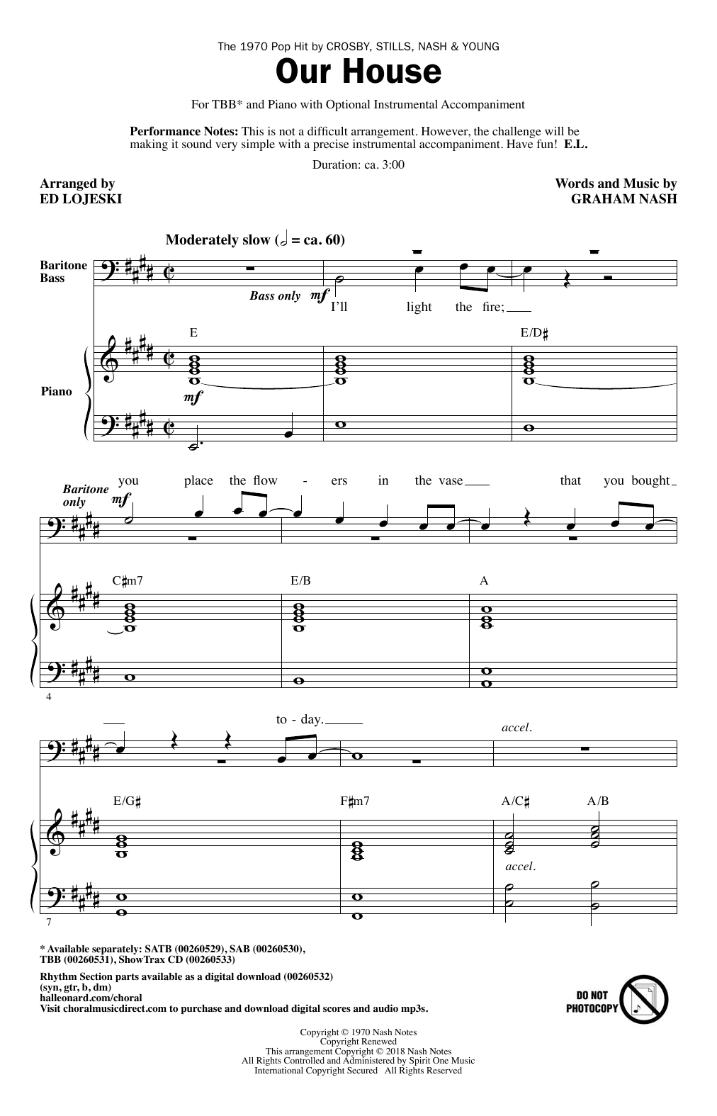 Preview Crosby, Stills, Nash & Young Our House (arr. Ed Lojeski) Rock sheet music, notes and chords for TBB Choir, SKU: 410608 sheet music, piano notes, chords, guitar tabs, score, transpose, transcribe, how to play, guide, download, learn, tutorial, progression, song, artist, awards, billboard, mtv, vh1, tour, single, album, release