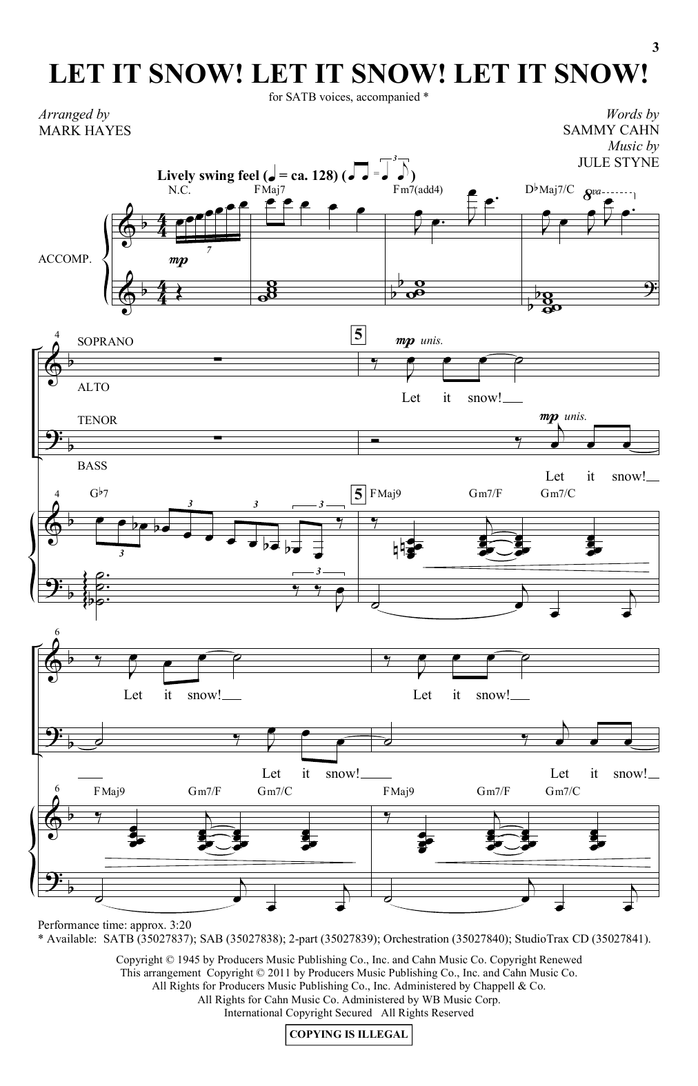 Preview Sammy Cahn & Julie Styne Let It Snow! Let It Snow! Let It Snow! Christmas sheet music, notes and chords for SATB Choir, SKU: 410612 sheet music, piano notes, chords, guitar tabs, score, transpose, transcribe, how to play, guide, download, learn, tutorial, progression, song, artist, awards, billboard, mtv, vh1, tour, single, album, release