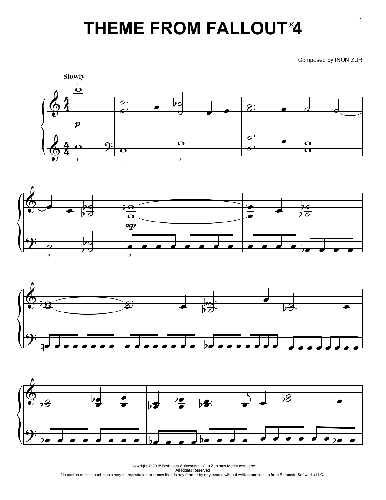 Preview Inon Zur Theme From Fallout 4 Video Game sheet music, notes and chords for Easy Piano, SKU: 410932 sheet music, piano notes, chords, guitar tabs, score, transpose, transcribe, how to play, guide, download, learn, tutorial, progression, song, artist, awards, billboard, mtv, vh1, tour, single, album, release