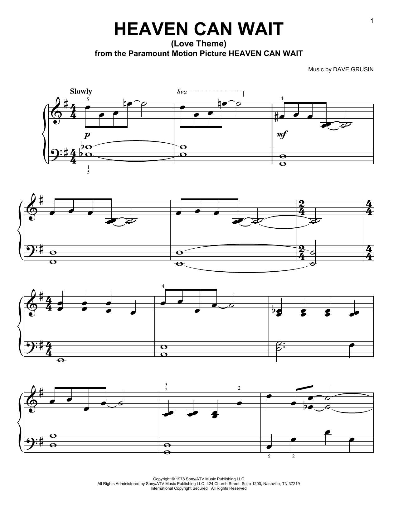 Preview Dave Grusin Heaven Can Wait (Love Theme) Film/TV sheet music, notes and chords for Easy Piano, SKU: 410962 sheet music, piano notes, chords, guitar tabs, score, transpose, transcribe, how to play, guide, download, learn, tutorial, progression, song, artist, awards, billboard, mtv, vh1, tour, single, album, release