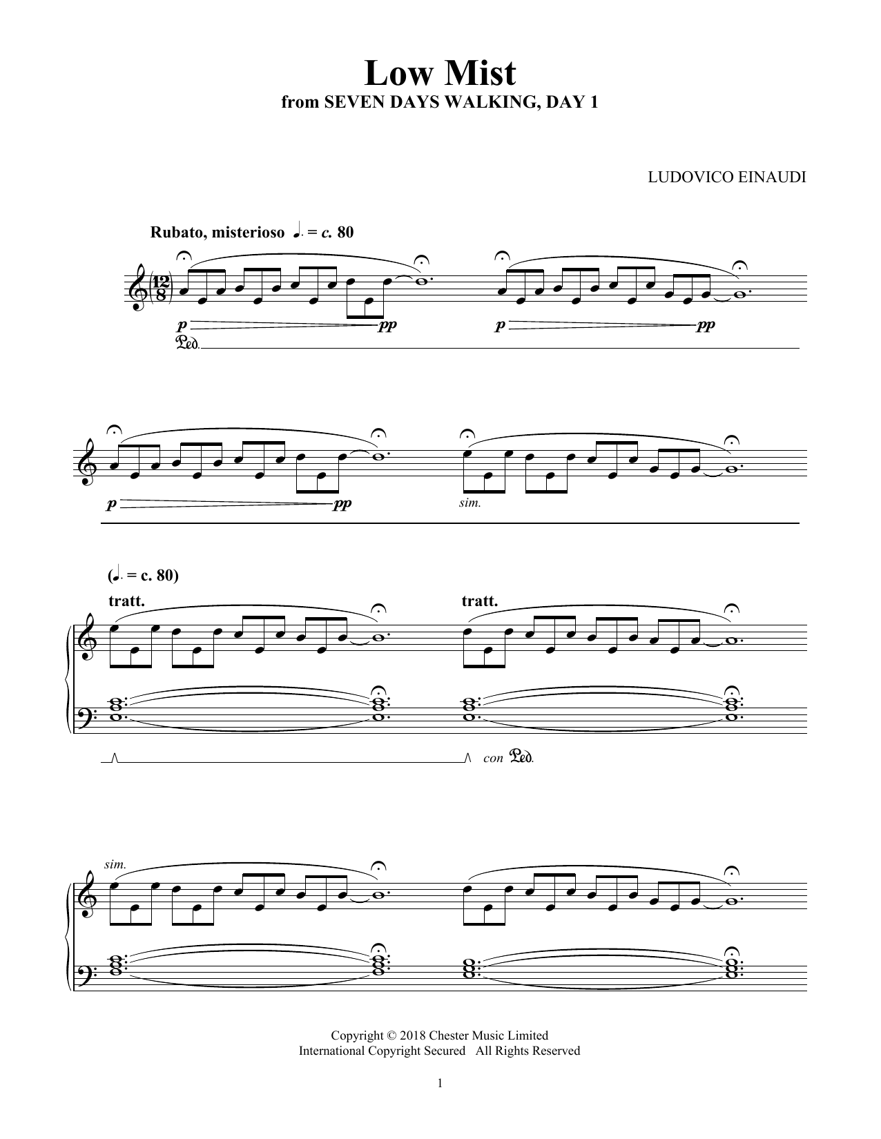 Preview Ludovico Einaudi Low Mist (from Seven Days Walking, Day 1) Classical sheet music, notes and chords for Piano Solo, SKU: 410971 sheet music, piano notes, chords, guitar tabs, score, transpose, transcribe, how to play, guide, download, learn, tutorial, progression, song, artist, awards, billboard, mtv, vh1, tour, single, album, release