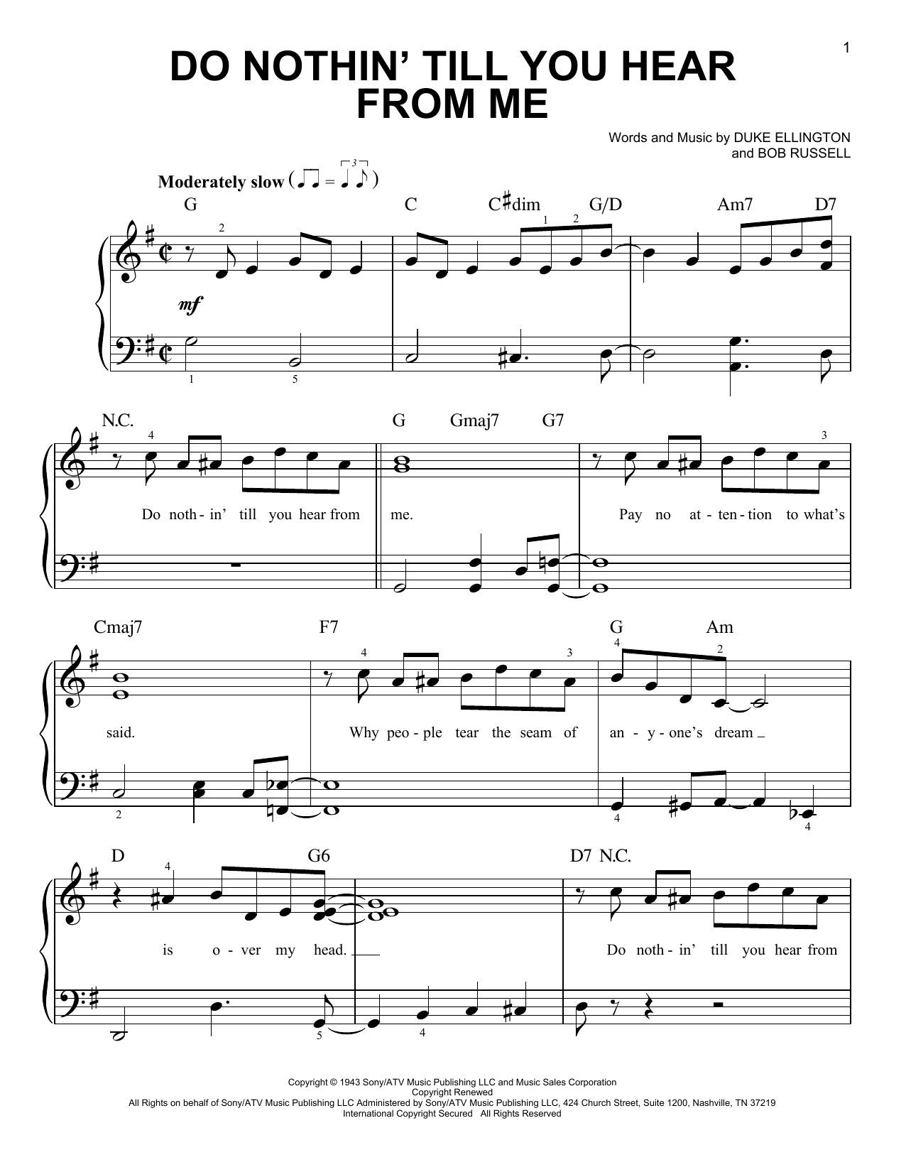 Preview Duke Ellington Do Nothin' Till You Hear From Me Jazz sheet music, notes and chords for Easy Piano, SKU: 413318 sheet music, piano notes, chords, guitar tabs, score, transpose, transcribe, how to play, guide, download, learn, tutorial, progression, song, artist, awards, billboard, mtv, vh1, tour, single, album, release