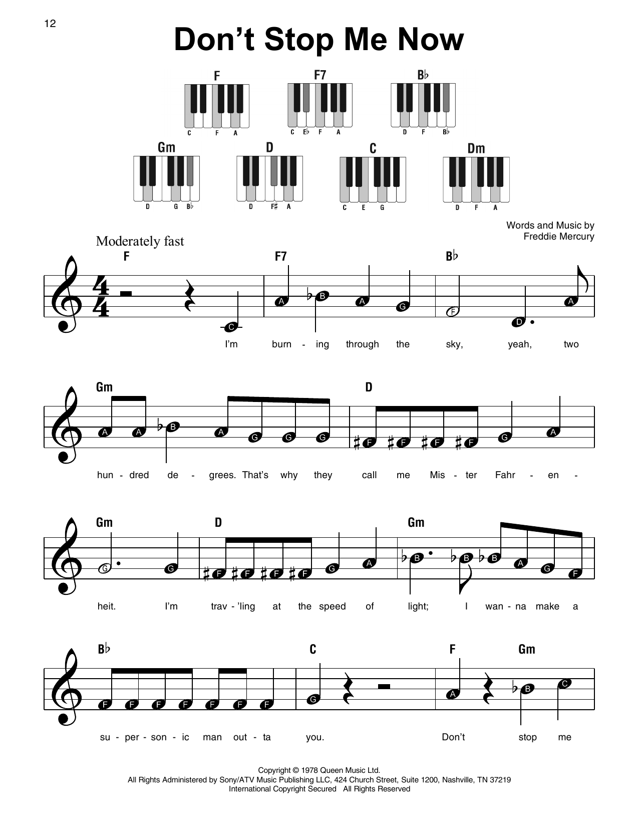 Queen Don't Stop Me Now Chords, Sheet Music Notes ...