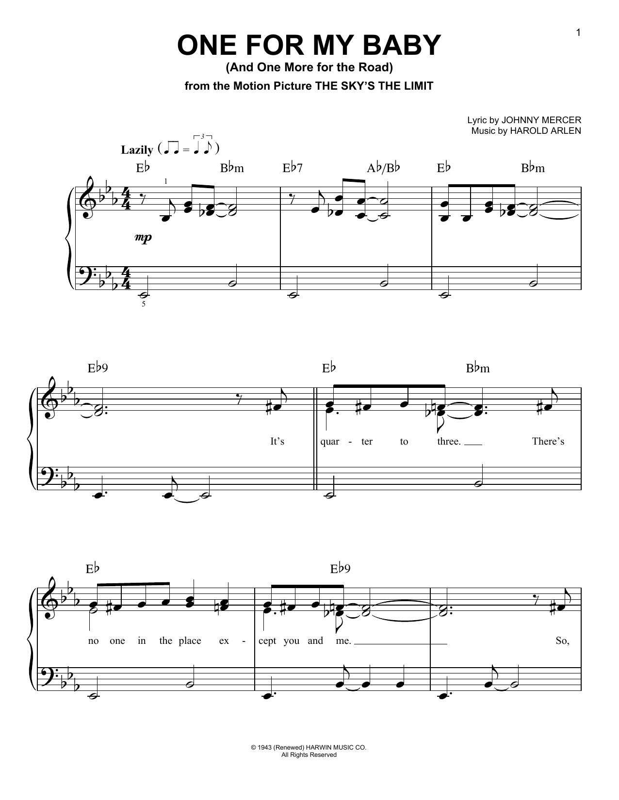 One For My Baby Sheet Music Pdf One For My Baby Sheet Music Pdf