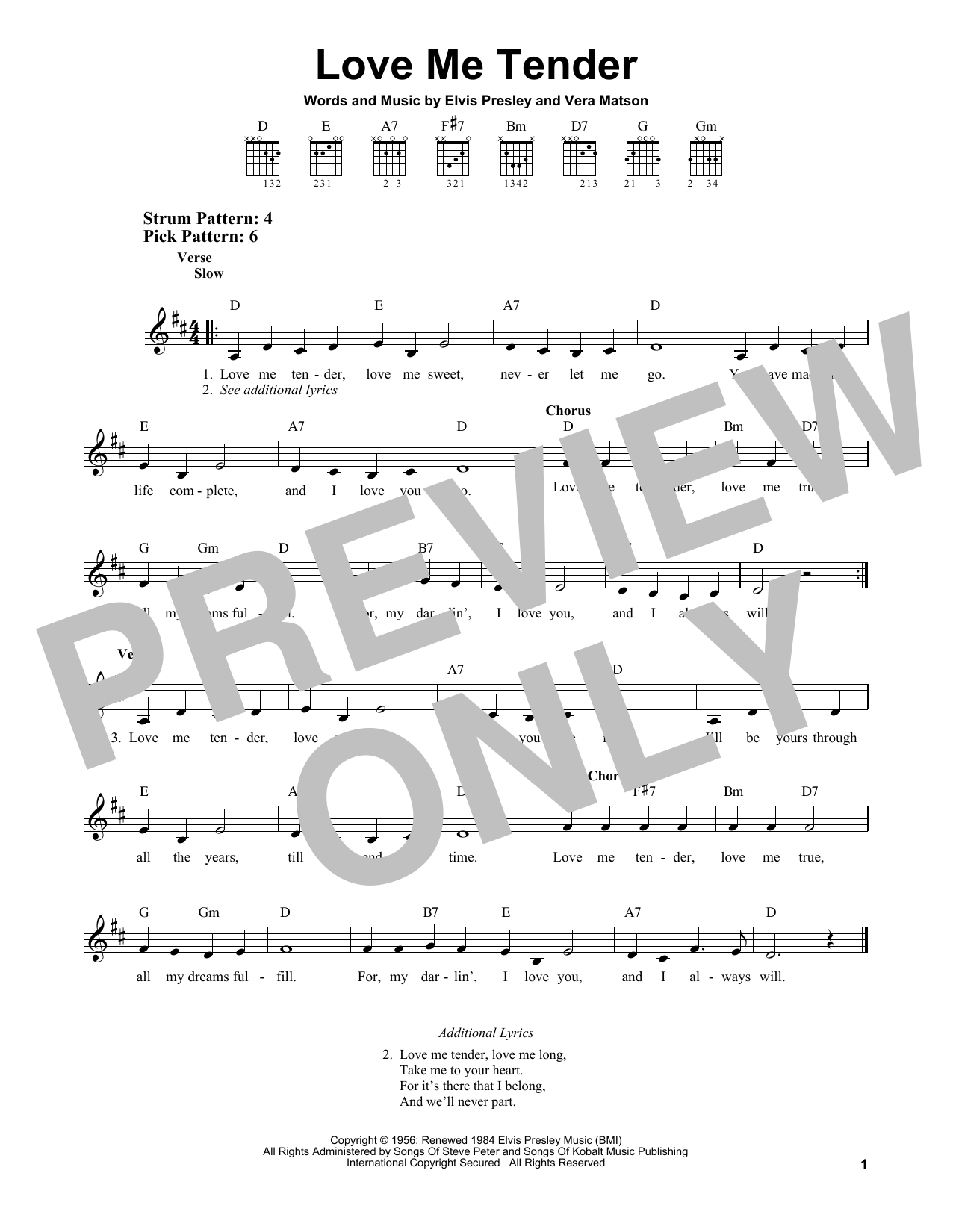 Elvis Presley Love Me Tender Chords Sheet Music Notes Download