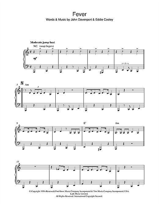 Peggy Lee Fever Sheet Music Notes Chords Download Blues Notes