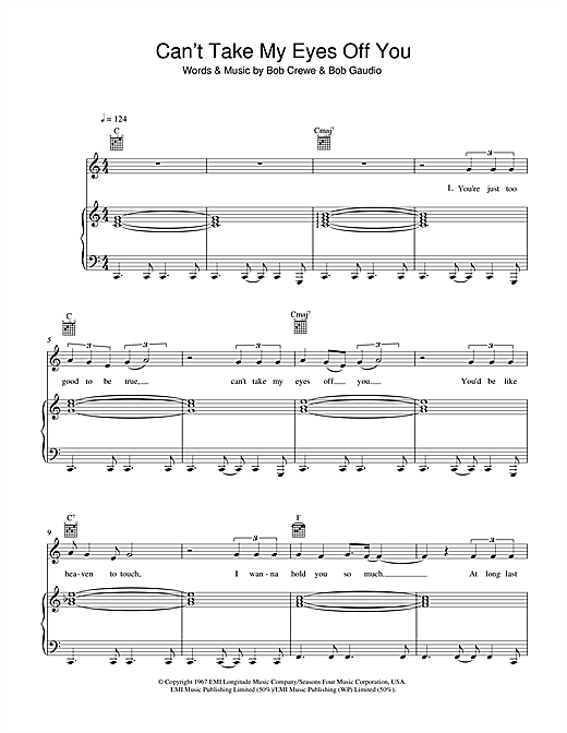 Andy Williams Can T Take My Eyes Off Of You Sheet Music Notes Chords Download Pop Notes Piano Vocal Guitar Pdf Print 44101