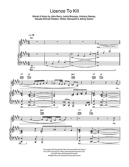 Gladys Knight Licence To Kill Sheet Music Download Pdf Score 44116