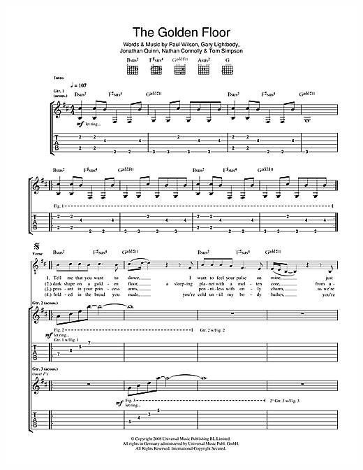 Snow Patrol The Golden Floor Sheet Music Notes Chords Download