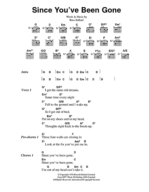 Rainbow Since You Ve Been Gone Sheet Music Download Pdf Score