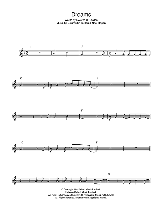 The Cranberries Dreams Sheet Music Download Pdf Score 44805