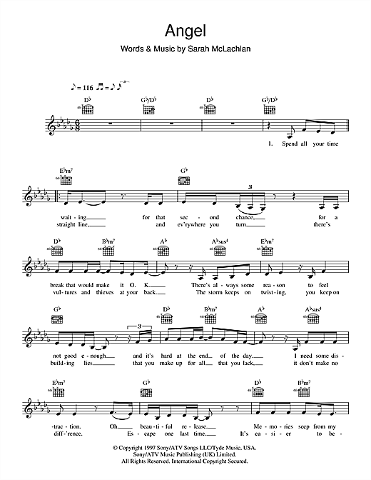 Sarah Mclachlan Angel Sheet Music Notes Chords Download Pop