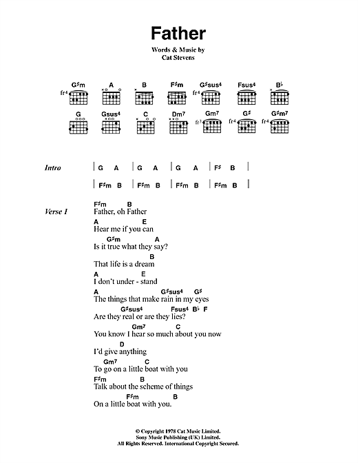 Cat Stevens Father Sheet Music Notes Chords Download Pop Notes