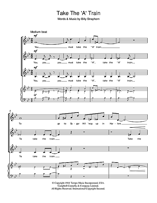 Duke Ellington Take The A Train Sheet Music Download Pdf Score