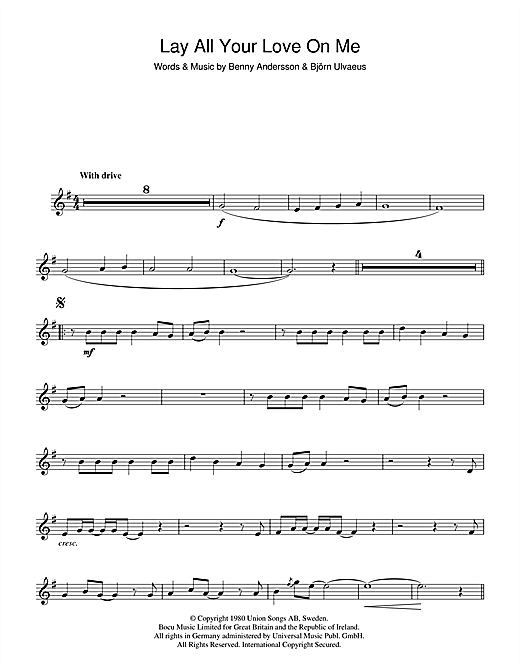 Abba Lay All Your Love On Me Sheet Music Notes Chords Download