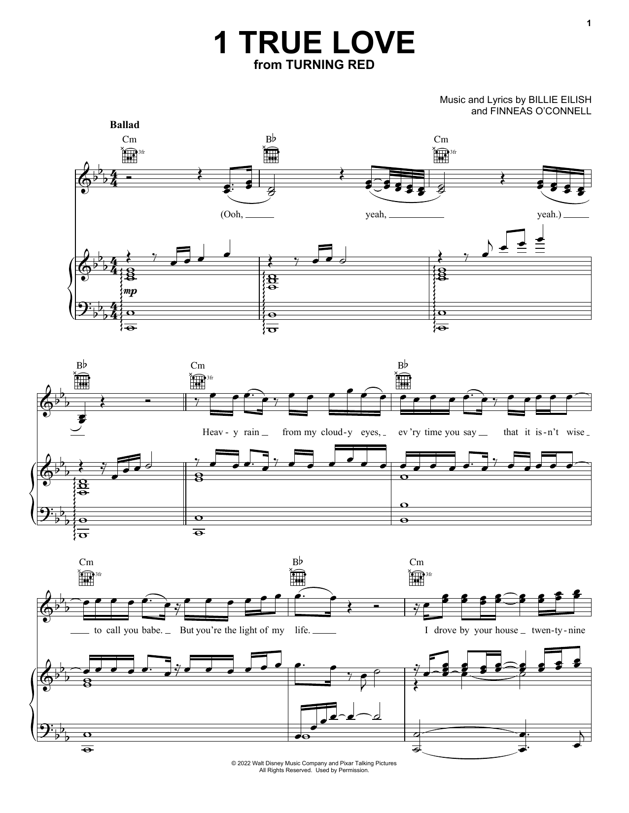 4*TOWN 1 True Love (from Turning Red) Sheet Music Notes & Chords for Piano, Vocal & Guitar Chords (Right-Hand Melody) - Download or Print PDF