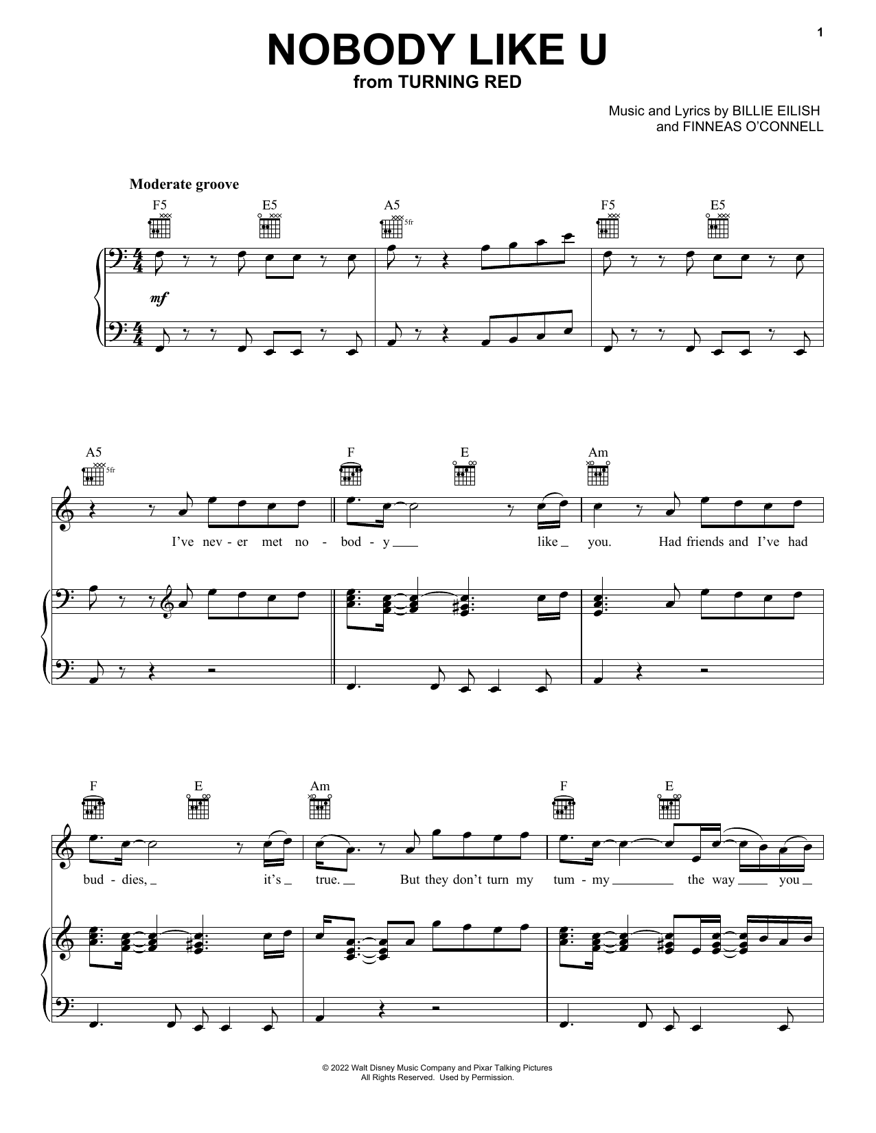 4*TOWN Nobody Like U (from Turning Red) Sheet Music Notes & Chords for Super Easy Piano - Download or Print PDF