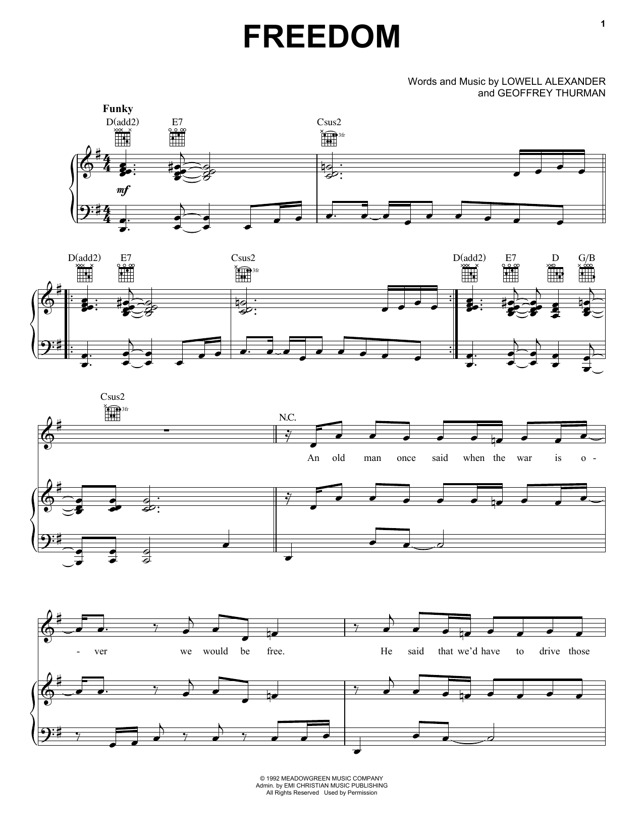 4Him Freedom Sheet Music Notes & Chords for Piano, Vocal & Guitar Chords (Right-Hand Melody) - Download or Print PDF