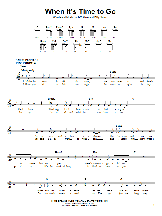 4Him When It's Time To Go Sheet Music Notes & Chords for Guitar Chords/Lyrics - Download or Print PDF