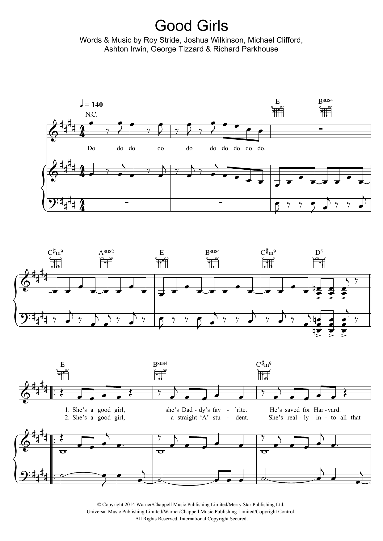 5 Seconds of Summer Good Girls Sheet Music Notes & Chords for Piano, Vocal & Guitar (Right-Hand Melody) - Download or Print PDF