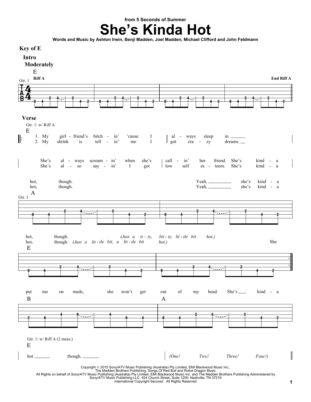 5 Seconds of Summer She's Kinda Hot Sheet Music Notes & Chords for Guitar Lead Sheet - Download or Print PDF