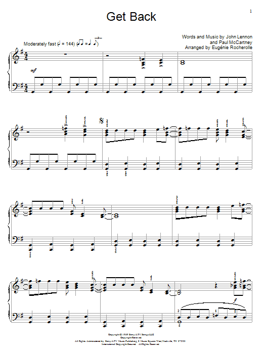 The Beatles Get Back Sheet Music Notes Chords Download Rock Notes Educational Piano Pdf Print