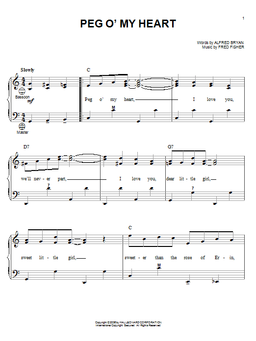 Fred Fisher Peg O My Heart Sheet Music Notes Chords Download
