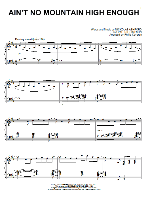 Marvin Gaye Tammi Terrell Ain T No Mountain High Enough Sheet Music Notes Chords Download Rock Notes Piano Pdf Print 55848