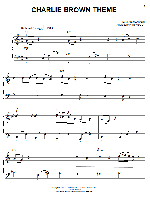 Vince Guaraldi Charlie Brown Theme Sheet Music Notes Chords Download Children Notes Easy Piano Pdf Print 55858