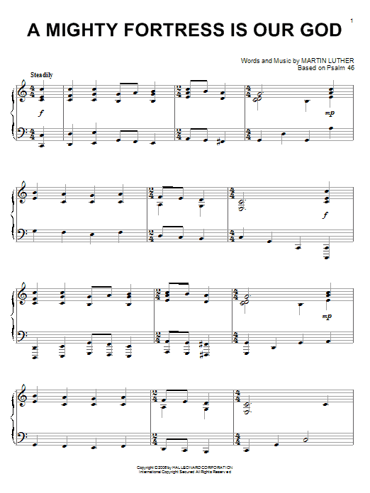 Preview Martin Luther A Mighty Fortress Is Our God Hymn sheet music, notes and chords for Piano, SKU: 56388 sheet music, piano notes, chords, guitar tabs, score, transpose, transcribe, how to play, guide, download, learn, tutorial, progression, song, artist, awards, billboard, mtv, vh1, tour, single, album, release