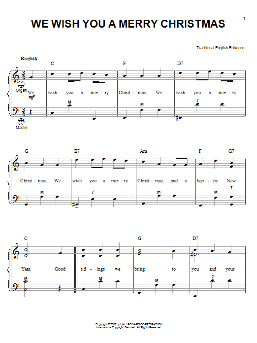 Traditional English Folksong We Wish You A Merry Christmas Sheet Music Notes Chords Download Christmas Notes Accordion Pdf Print