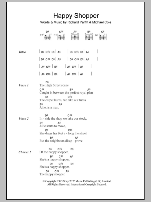 60ft Dolls Happy Shopper Sheet Music Notes & Chords for Lyrics & Chords - Download or Print PDF