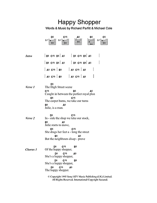 60ft Dolls Happy Shopper Sheet Music Notes & Chords for Lyrics & Chords - Download or Print PDF