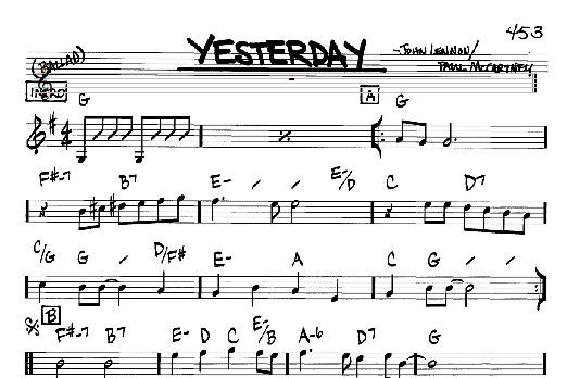 The Beatles Yesterday Sheet Music Notes Chords Download Rock Notes Real Book Melody Chords Bb Instruments Pdf Print 61657