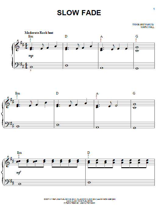 Casting Crowns Slow Fade Sheet Music Notes Chords Download Pop