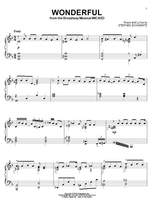 Preview Stephen Schwartz Wonderful Broadway sheet music, notes and chords for Piano, SKU: 65251 sheet music, piano notes, chords, guitar tabs, score, transpose, transcribe, how to play, guide, download, learn, tutorial, progression, song, artist, awards, billboard, mtv, vh1, tour, single, album, release
