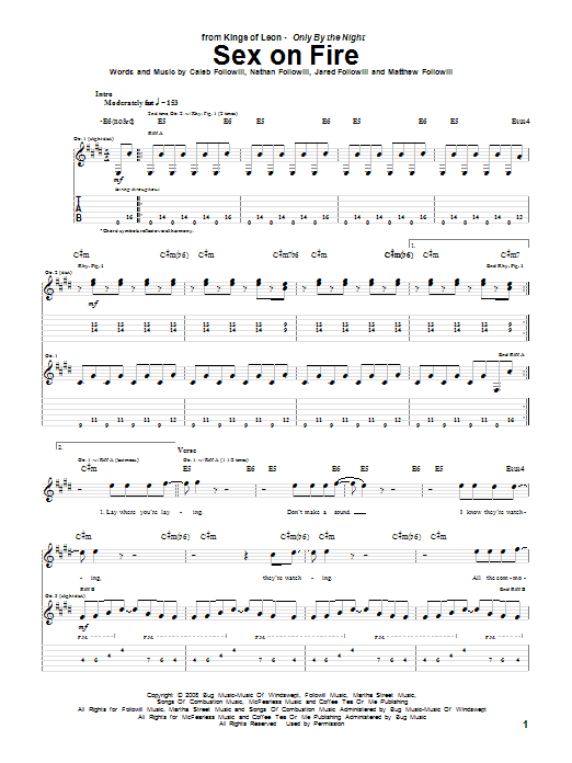 Learn Kings Of Leon Sex On Fire sheet music notes, chords. 