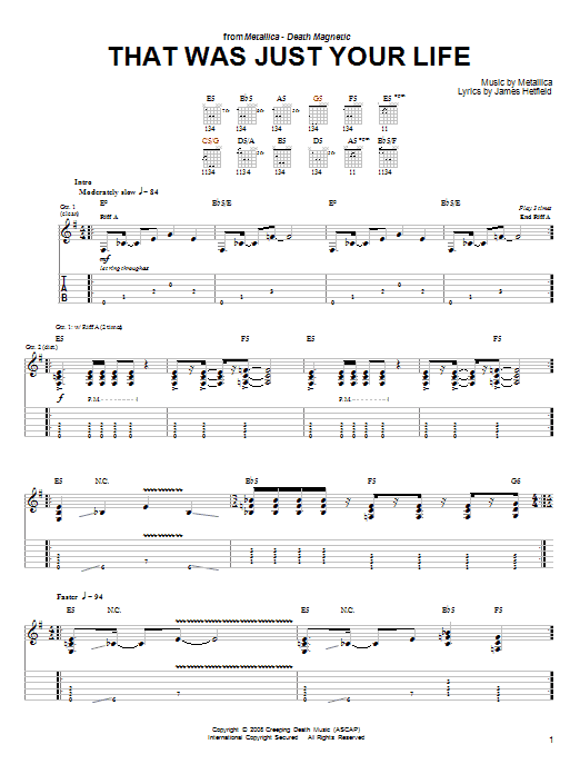 Lives tabs. Metallica Hit the Lights Guitar Tabs.