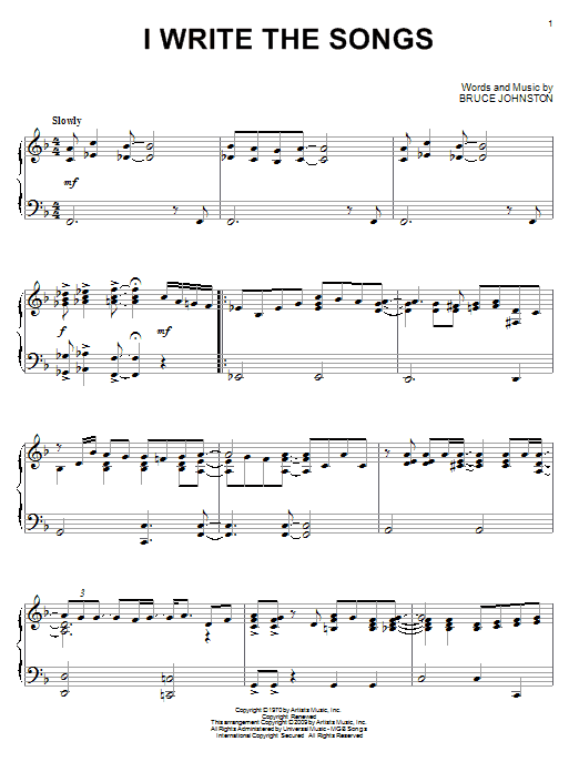 Preview Barry Manilow I Write The Songs Rock sheet music, notes and chords for Piano, SKU: 72488 sheet music, piano notes, chords, guitar tabs, score, transpose, transcribe, how to play, guide, download, learn, tutorial, progression, song, artist, awards, billboard, mtv, vh1, tour, single, album, release