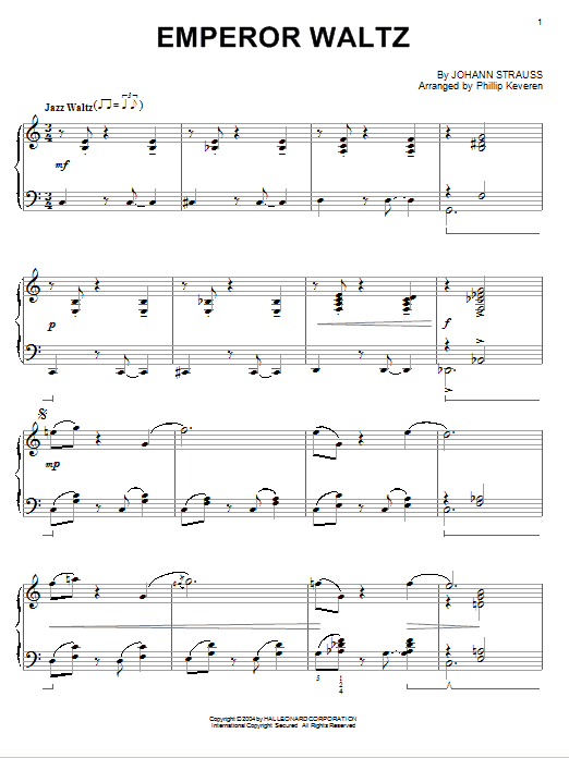 Preview Johann Strauss II Emperor Waltz Classical sheet music, notes and chords for Piano, SKU: 73741 sheet music, piano notes, chords, guitar tabs, score, transpose, transcribe, how to play, guide, download, learn, tutorial, progression, song, artist, awards, billboard, mtv, vh1, tour, single, album, release