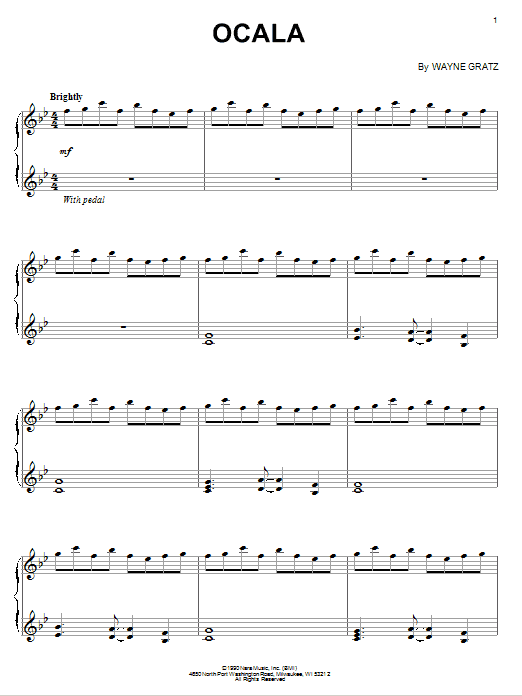 Preview Wayne Gratz Ocala Film and TV sheet music, notes and chords for Piano, SKU: 74754 sheet music, piano notes, chords, guitar tabs, score, transpose, transcribe, how to play, guide, download, learn, tutorial, progression, song, artist, awards, billboard, mtv, vh1, tour, single, album, release