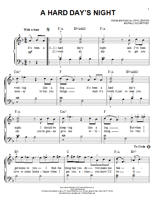 The Beatles A Hard Day S Night Sheet Music Notes Chords Download Rock Notes Easy Piano Pdf Print The Beatles A Hard Day S Night Sheet Music Notes Chords Download Rock Notes Easy Piano Pdf Print