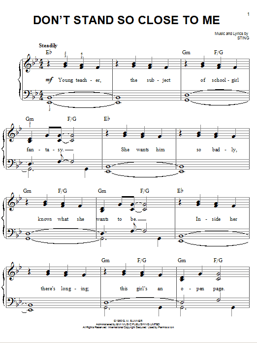 The Police Don T Stand So Close To Me Sheet Music Download Pdf Score 77802
