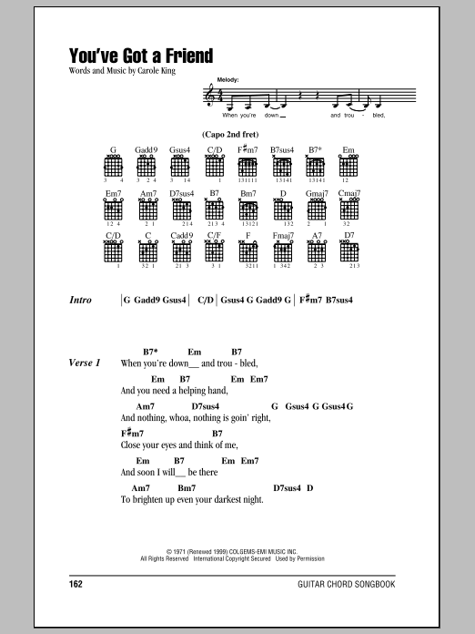 James Taylor You Ve Got A Friend Sheet Music Notes Chords Download Folk Notes Lyrics Chords Pdf Print