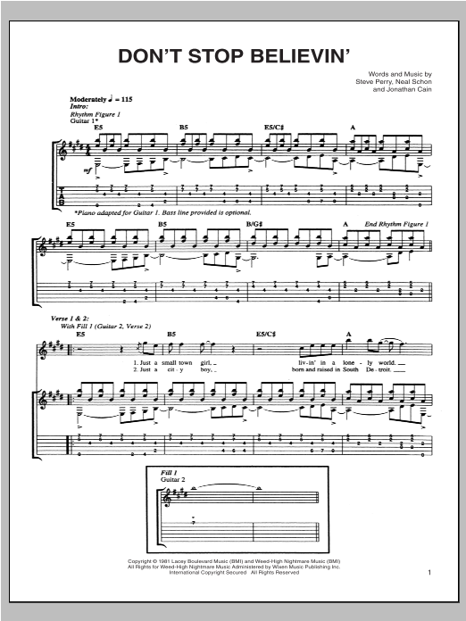 Journey, Don't Stop Believin', sheet music, piano notes, score, c...